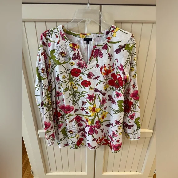 Talbots Floral Blouse - White, Pink, Yellow, Green - Picture 4 of 13